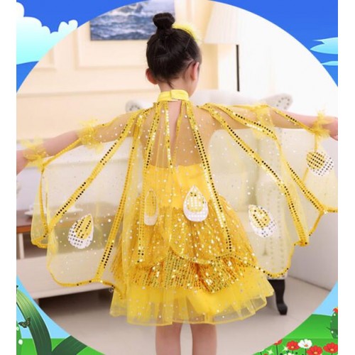girls modern dance jazz dance costumes sequin singers chorus kindergarten birds animal  anime cartoon fairy cosplay dresses